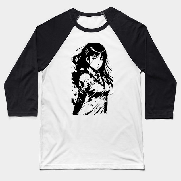 Anime Girl In Office Uniform 09 Baseball T-Shirt by SanTees